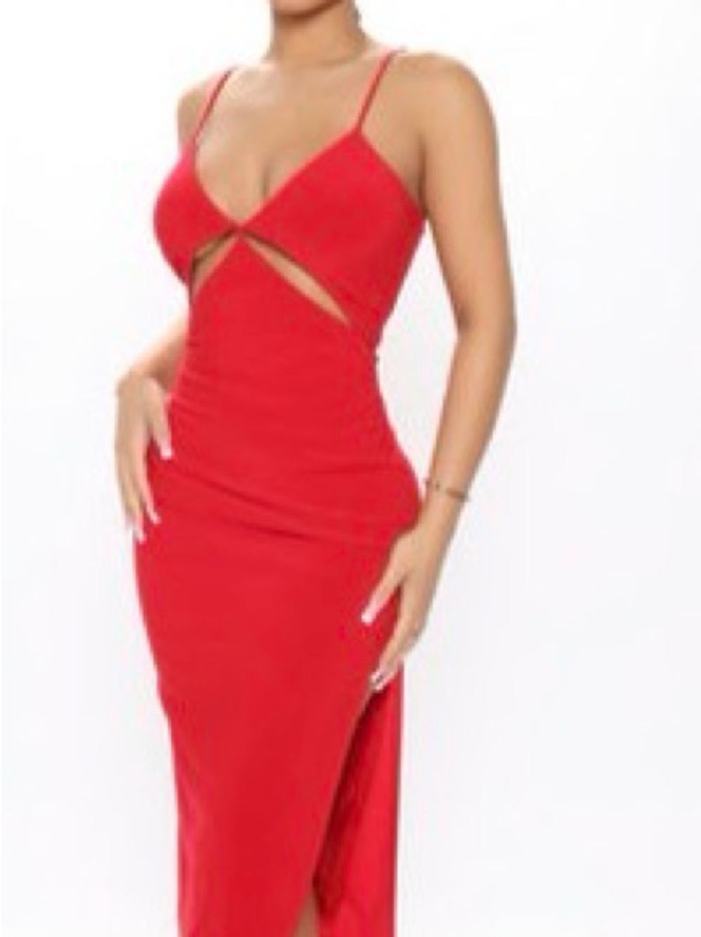 Fashion Nova Red Spaghetti Strap Cutout Maxi Dress (Size 3x)